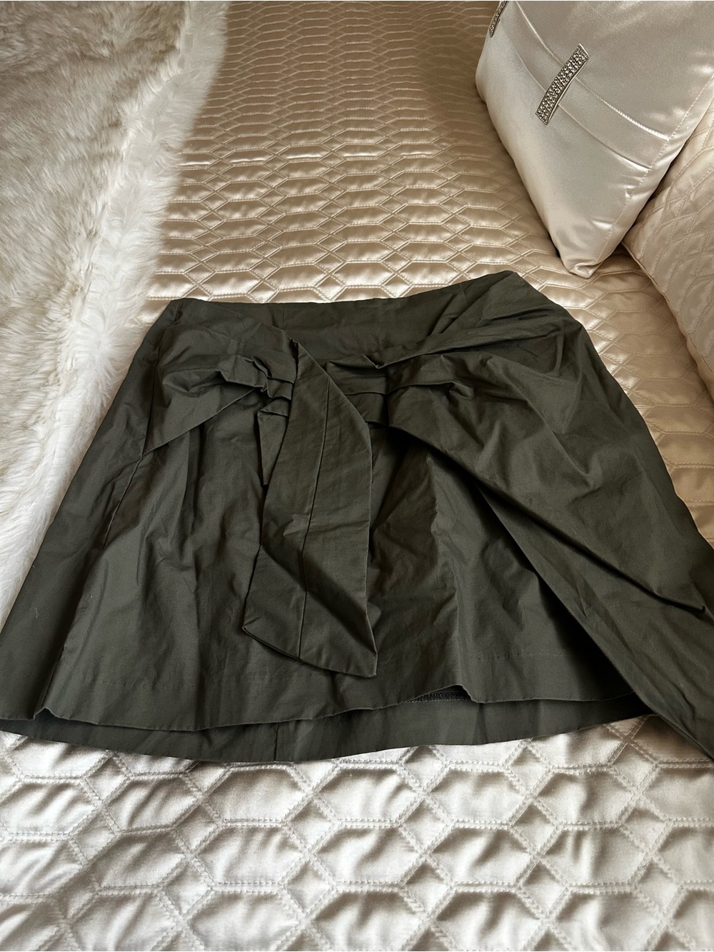 Lush Olive Tie-Front Mini Skirt